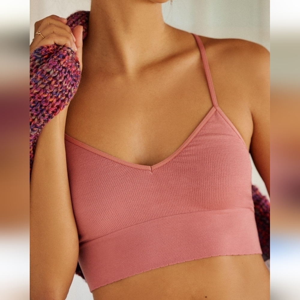 By Anthropologie Jenny Seamless T- Back Bralette in light pink size XXS/XS